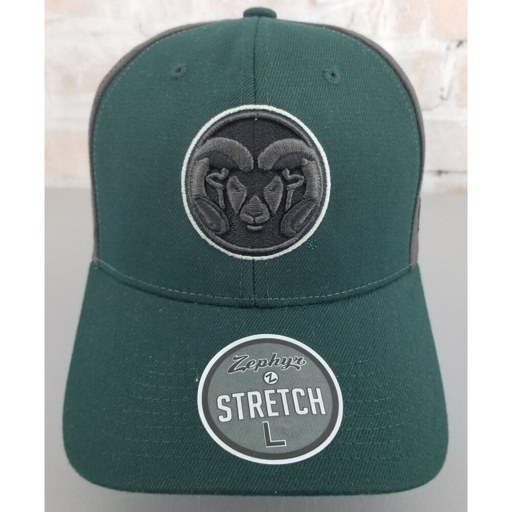 NWT Zephyr Colorado State University Rams Green Stretch Fit Hat/Cap Size Large